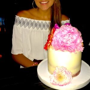 White embroidered off the shoulder top